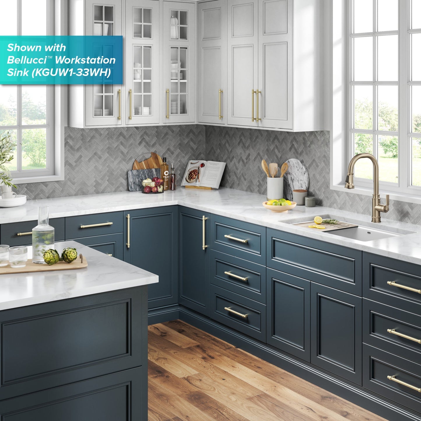 KRAUS Allyn Industrial Pull-Down Kitchen Faucet in Antique Champagne Bronze - KPF-4101SFACB