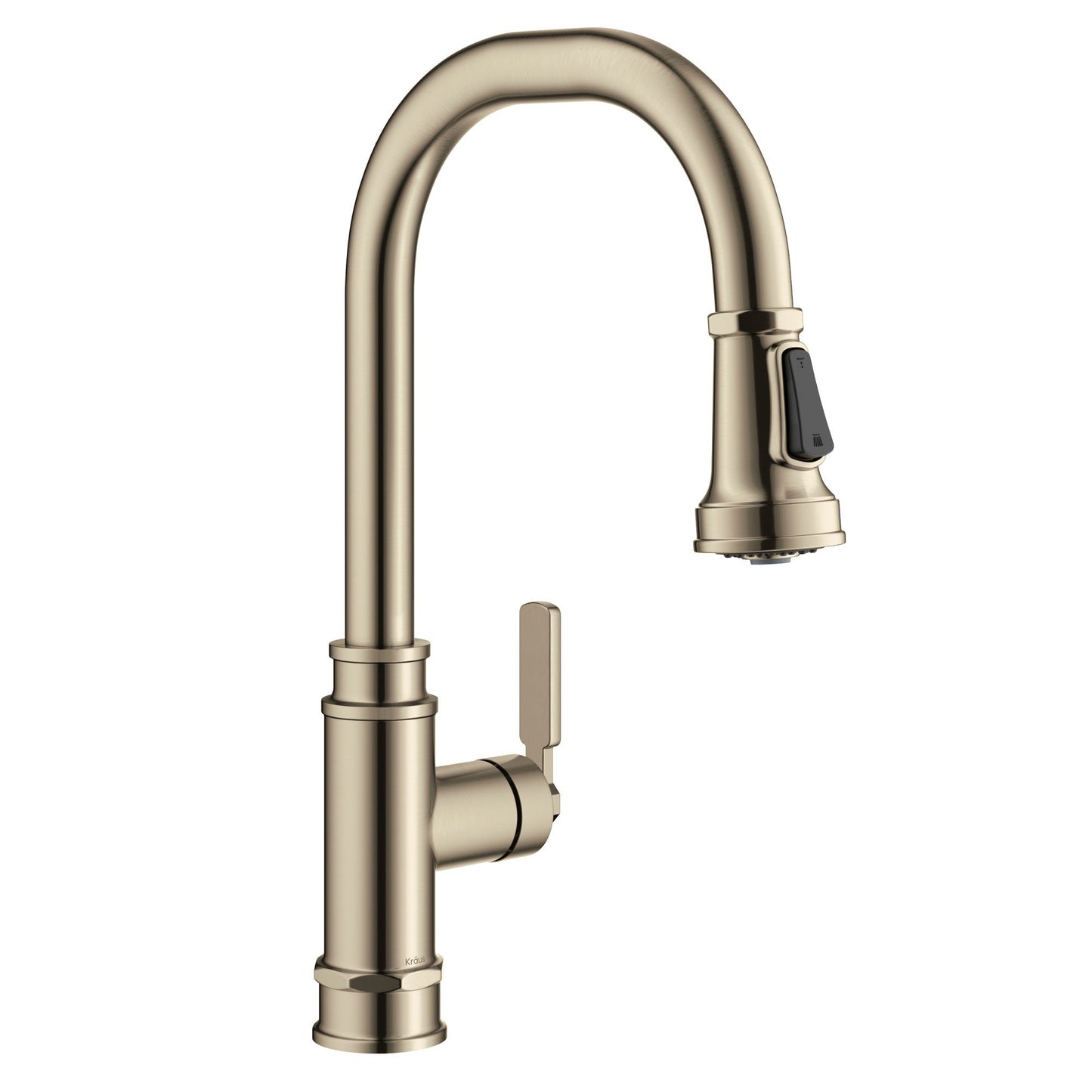 KRAUS Allyn Industrial Pull-Down Kitchen Faucet in Antique Champagne Bronze - KPF-4101SFACB