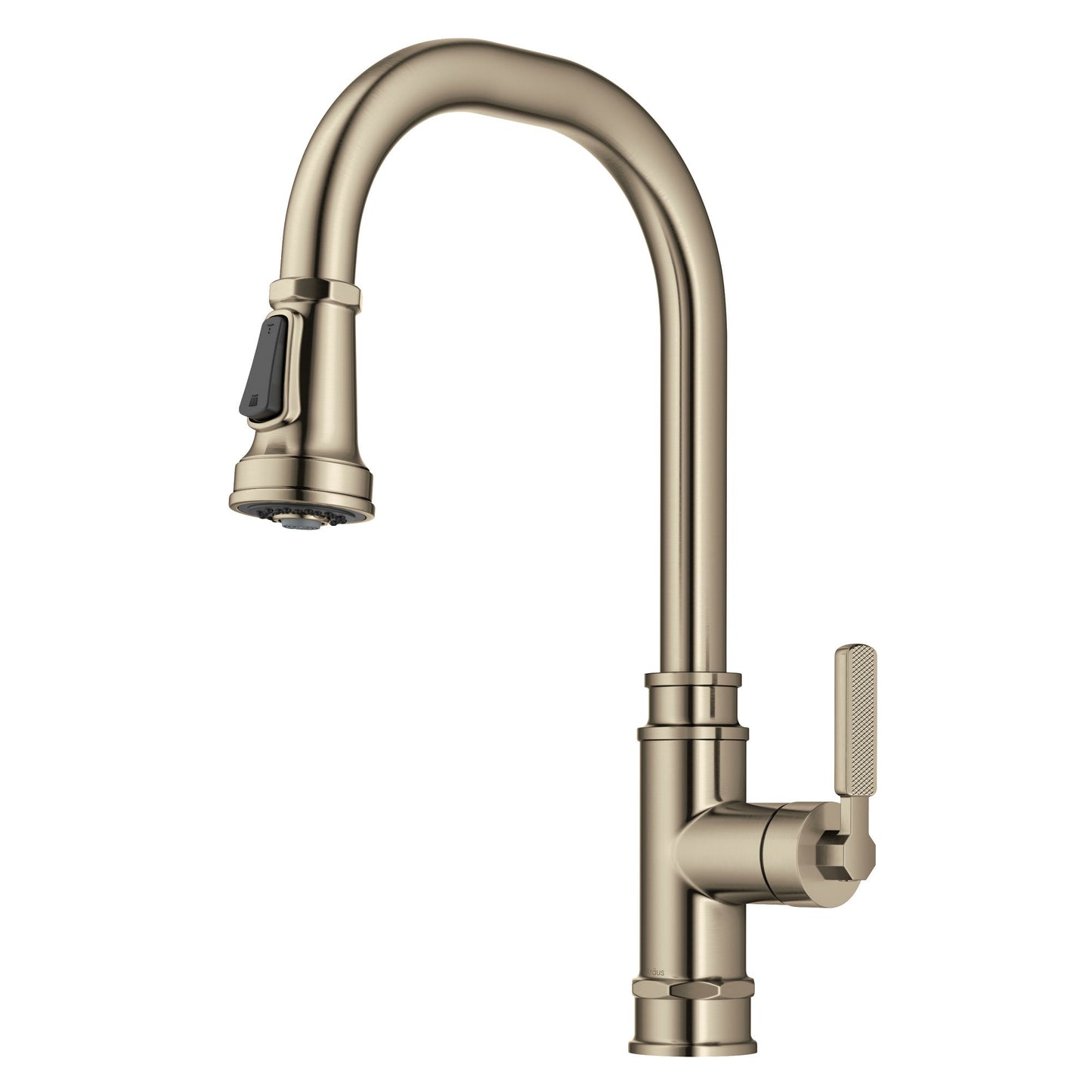 KRAUS Allyn Industrial Pull-Down Kitchen Faucet in Antique Champagne Bronze - KPF-4101SFACB