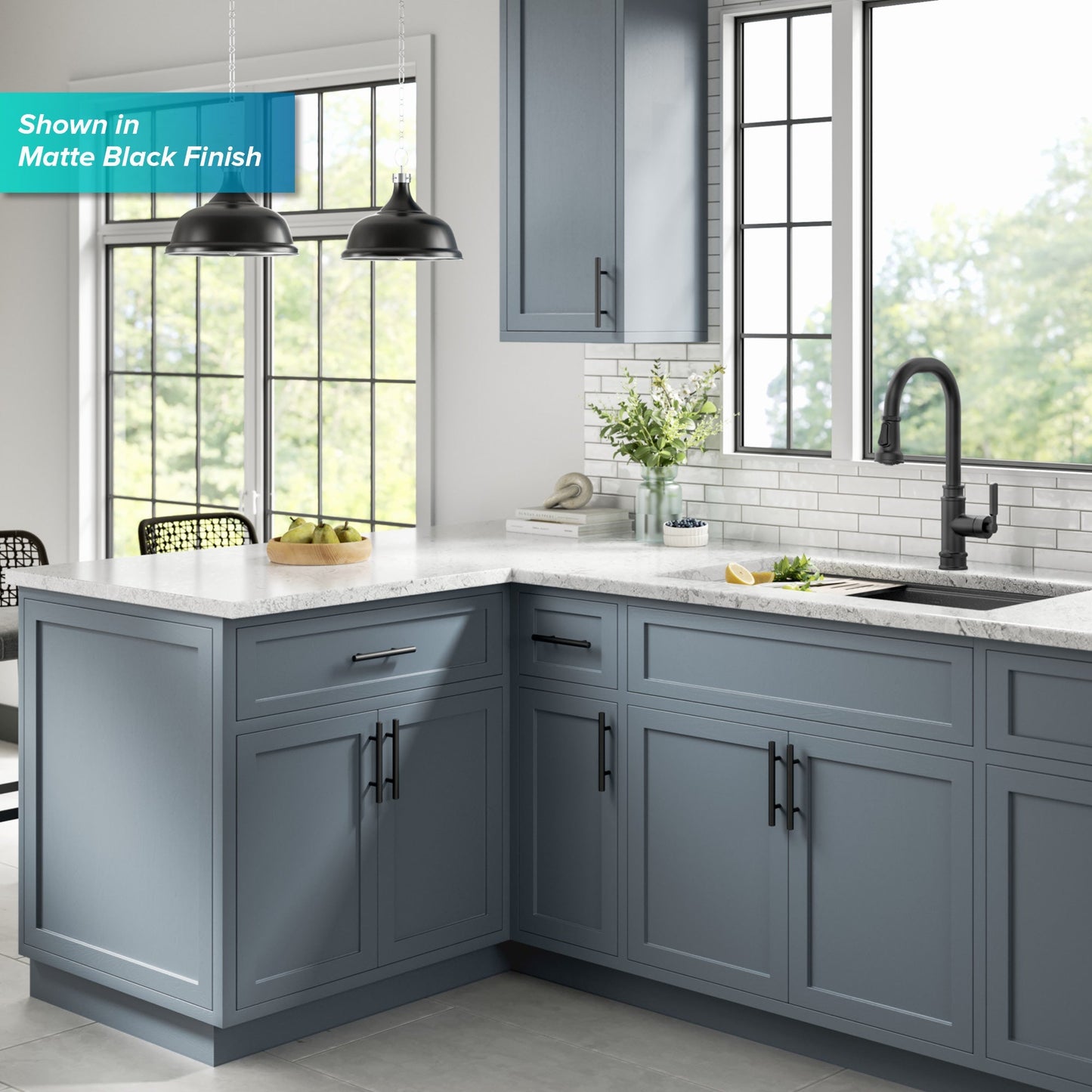 KRAUS Allyn Industrial Pull-Down Kitchen Faucet in Spot-Free Black Stainless Steel - KPF-4101SFSB