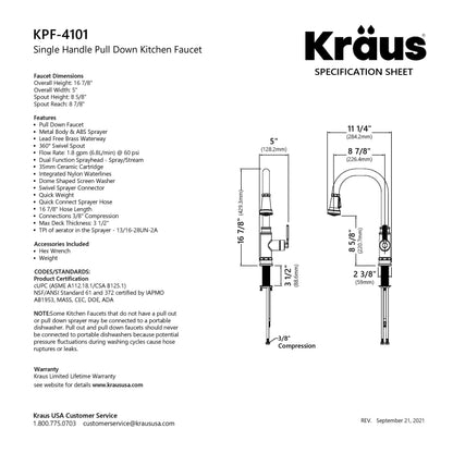 KRAUS Allyn Industrial Pull-Down Kitchen Faucet in Spot-Free Stainless Steel