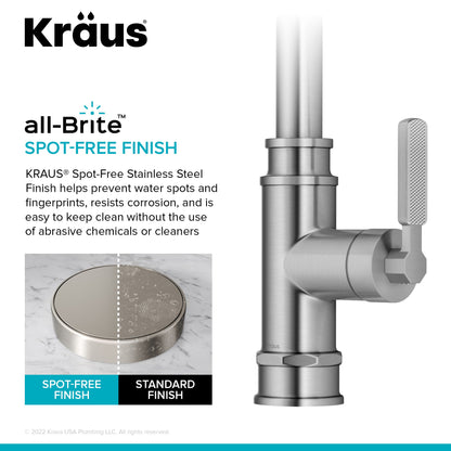 KRAUS Allyn Industrial Pull-Down Kitchen Faucet in Spot-Free Stainless Steel