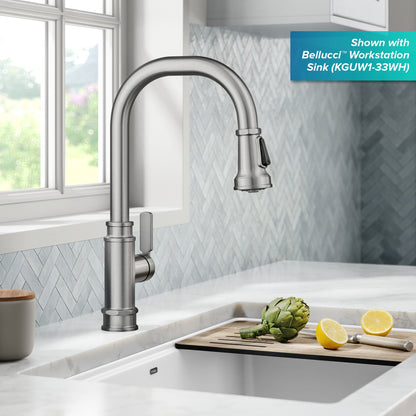 KRAUS Allyn Industrial Pull-Down Kitchen Faucet in Spot-Free Stainless Steel
