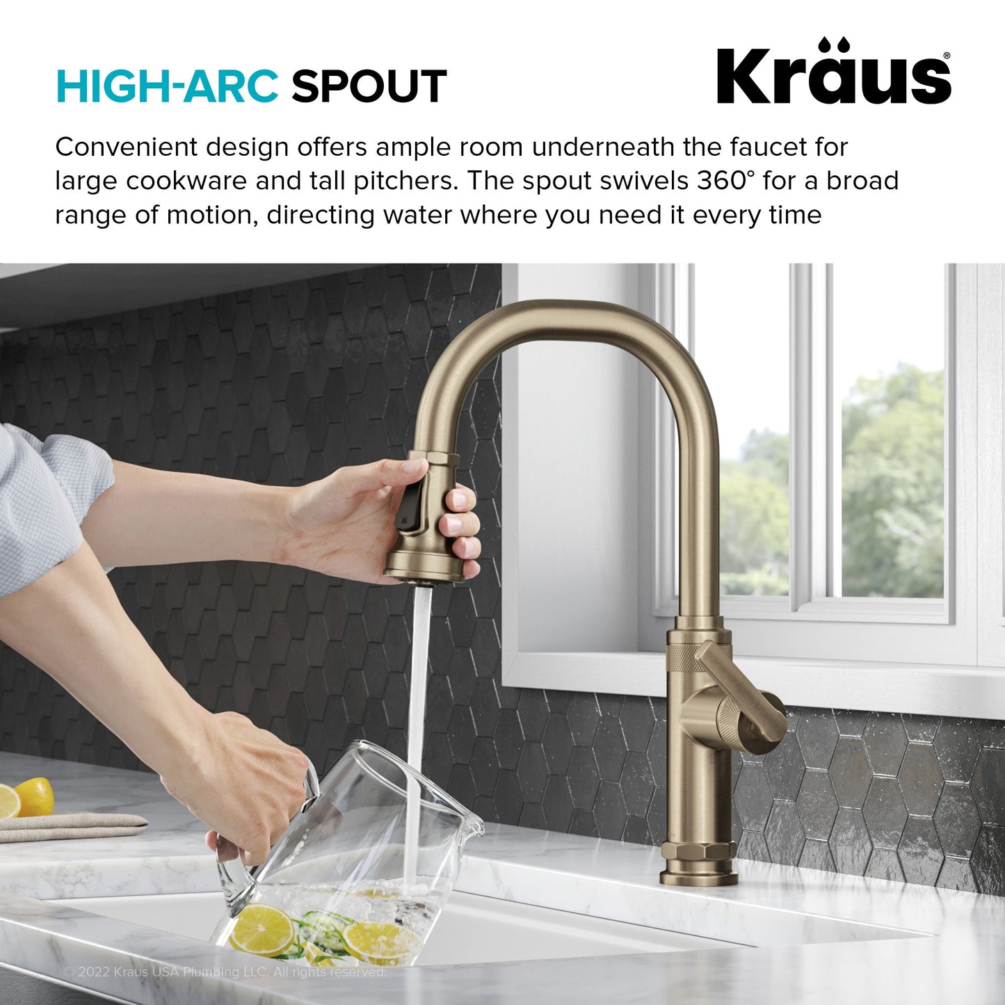 KRAUS Allyn Nut & Bolt Diamond Cut Kitchen Faucet in Antique Champagne Bronze - KPF-4102SFACB