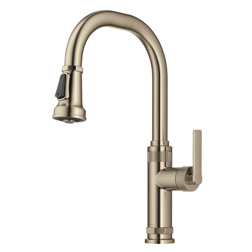 KRAUS Allyn Nut & Bolt Diamond Cut Kitchen Faucet in Antique Champagne Bronze - KPF-4102SFACB