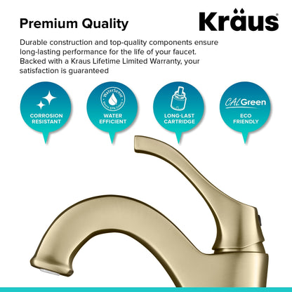 KRAUS Arlo 2-Pack Single Handle Vessel Bathroom Faucet with Pop Up Drain in Brushed Gold - KVF-1200BG-2PK
