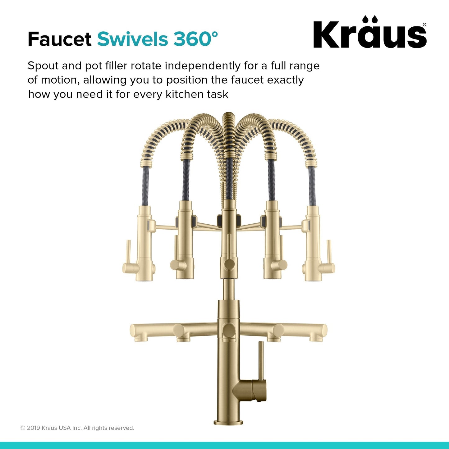 KRAUS Artec Pro 2-Function Commercial Style Pre-Rinse Kitchen Faucet in Brushed Gold - KPF-1603BG