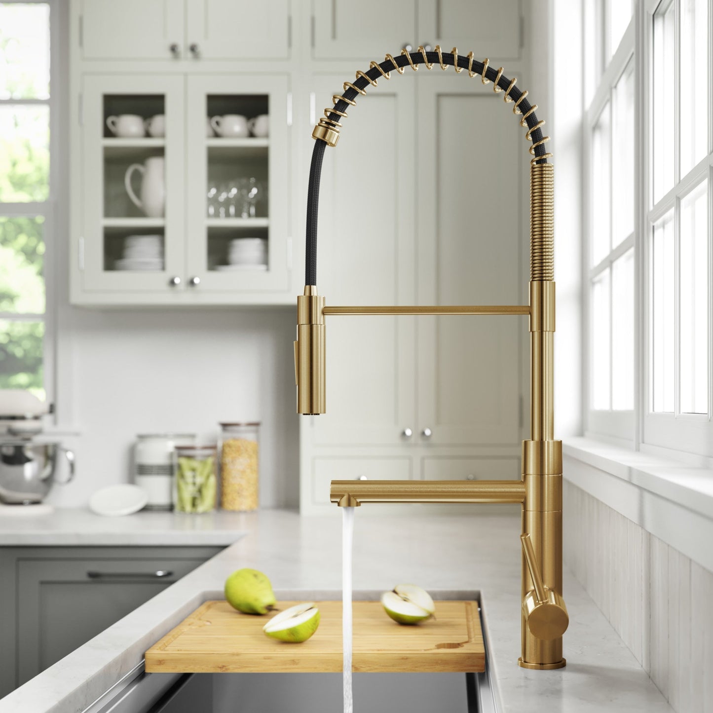 KRAUS Artec Pro Commercial Style Single Handle Kitchen Faucet with Pot Filler in Brushed Brass - KPF-1604BB