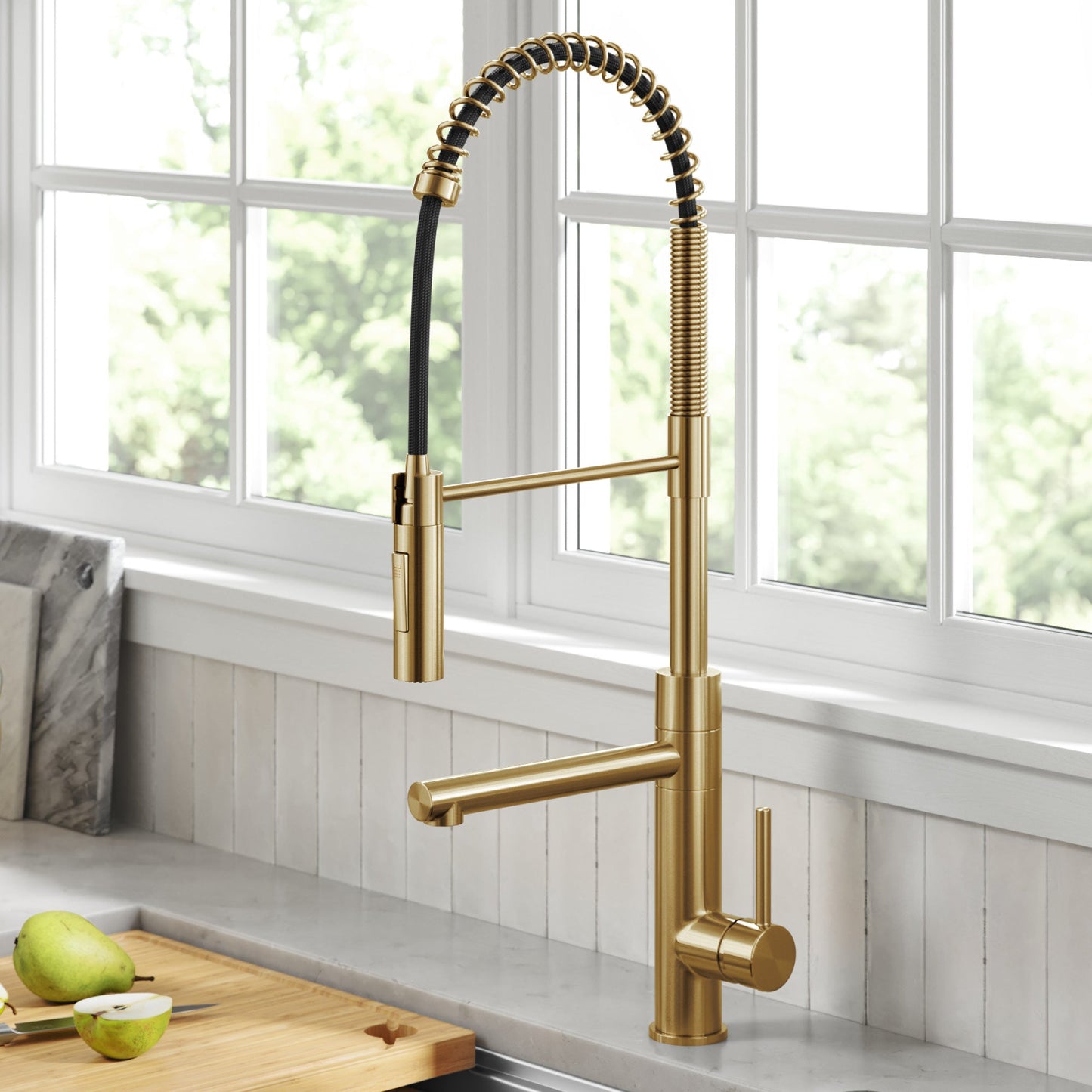 KRAUS Artec Pro Commercial Style Single Handle Kitchen Faucet with Pot Filler in Brushed Brass - KPF-1604BB