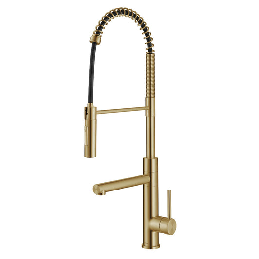 KRAUS Artec Pro Commercial Style Single Handle Kitchen Faucet with Pot Filler in Brushed Brass - KPF-1604BB