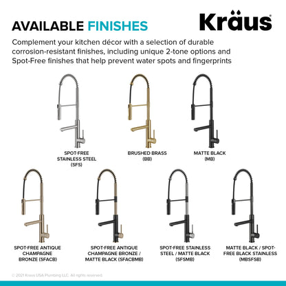 KRAUS Artec Pro Commercial Style Single Handle Kitchen Faucet with Pot Filler in Matte Black / Spot Free Black Stainless Steel - KPF-1604MBSFSB