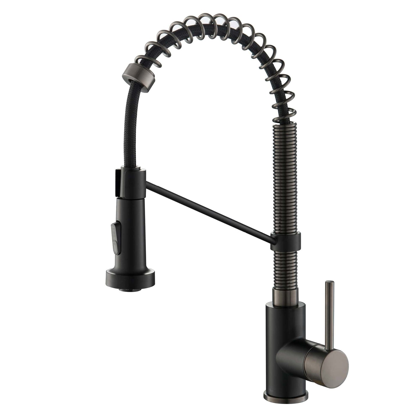 KRAUS Bolden 18-Inch Commercial Kitchen Faucet with Pull-Down Sprayhead in Matte Black Black Stainless - KPF-1610MBSB