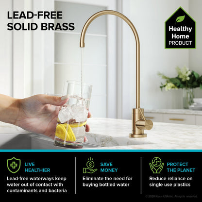 KRAUS Bolden Commercial Style Pull-Down Kitchen Faucet and Purita Water Filter Faucet Combo in Spot Free Antique Champagne Bronze - KPF-1610-FF-100SFACB