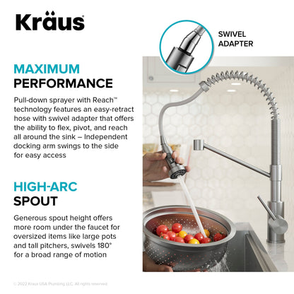 KRAUS Bolden Touchless Pull-Down Single Handle Faucet in Spot Free Antique Champagne Bronze - KSF-1610SFACB