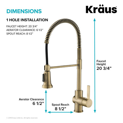 KRAUS Britt Commercial Style Kitchen Faucet in Brushed Gold - KPF-1690BG