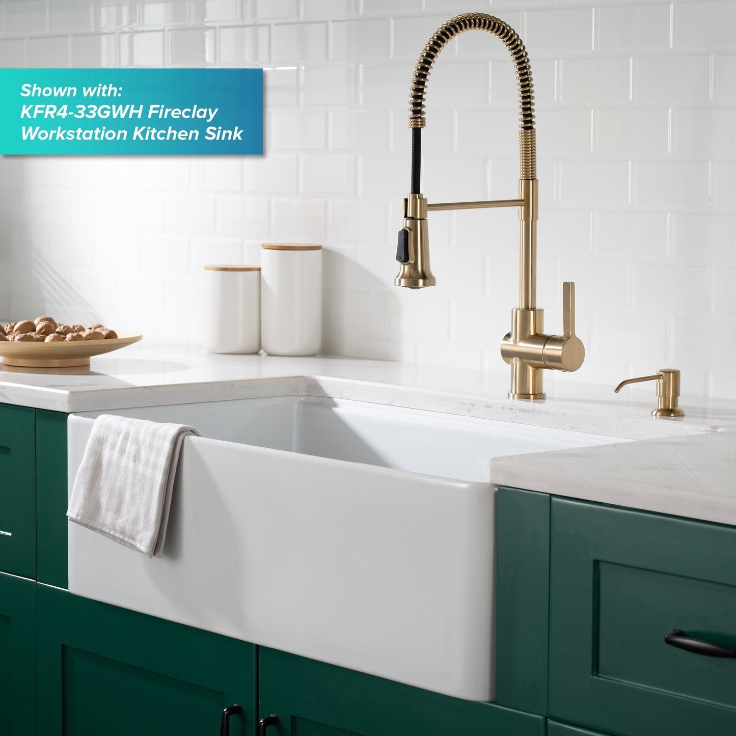 KRAUS Britt Commercial Style Kitchen Faucet in Spot Free Antique Champagne Bronze - KPF-1690SFACB