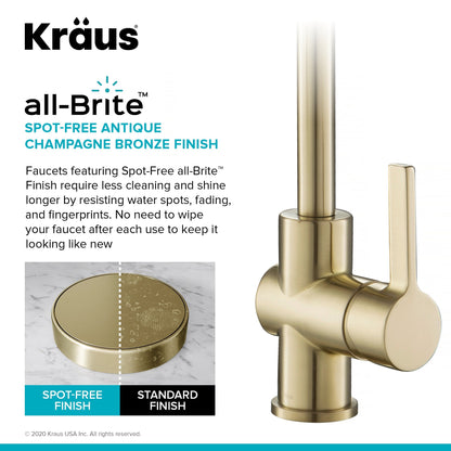 KRAUS Britt Commercial Style Kitchen Faucet in Spot Free Antique Champagne Bronze - KPF-1690SFACB