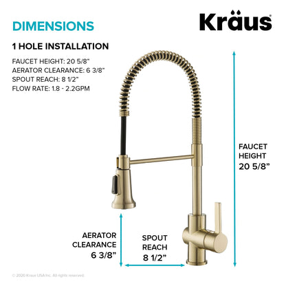 KRAUS Britt Commercial Style Kitchen Faucet in Spot Free Antique Champagne Bronze - KPF-1690SFACB