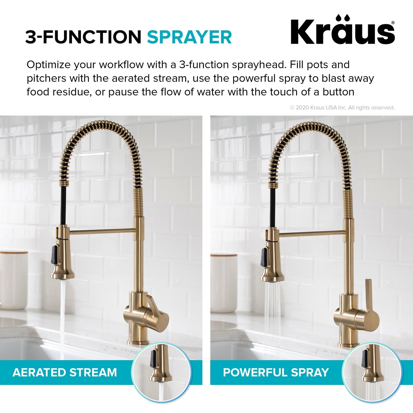 KRAUS Britt Commercial Style Kitchen Faucet in Spot Free Antique Champagne Bronze - KPF-1690SFACB