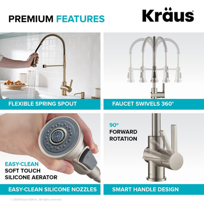 KRAUS Britt Commercial Style Kitchen Faucet in Spot Free Antique Champagne Bronze - KPF-1690SFACB