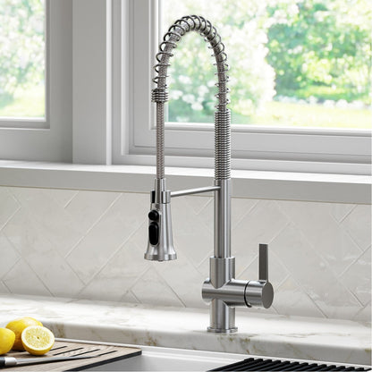 KRAUS Britt Commercial Style Kitchen Faucet with Integrated Water Filter Spout in Spot Free Stainless Steel - KFF-1691SFS