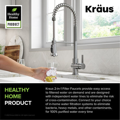 KRAUS Britt Commercial Style Kitchen Faucet with Integrated Water Filter Spout in Spot Free Stainless Steel - KFF-1691SFS