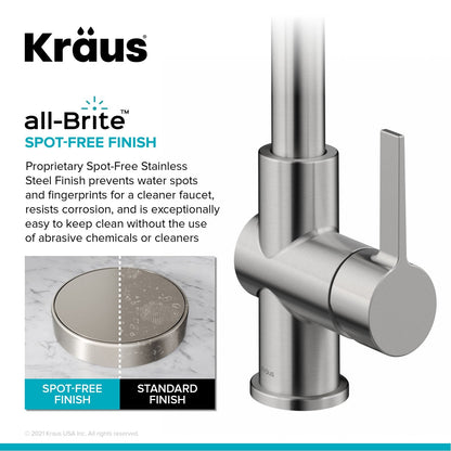 KRAUS Britt Commercial Style Kitchen Faucet with Integrated Water Filter Spout in Spot Free Stainless Steel - KFF-1691SFS