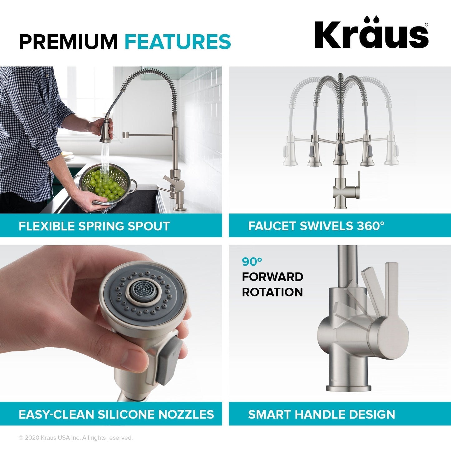 KRAUS Britt Commercial Style Pull-Down Single Handle Kitchen Faucet in Matte Black & Spot Free Black Stainless Steel - KPF-1691MBSFSB