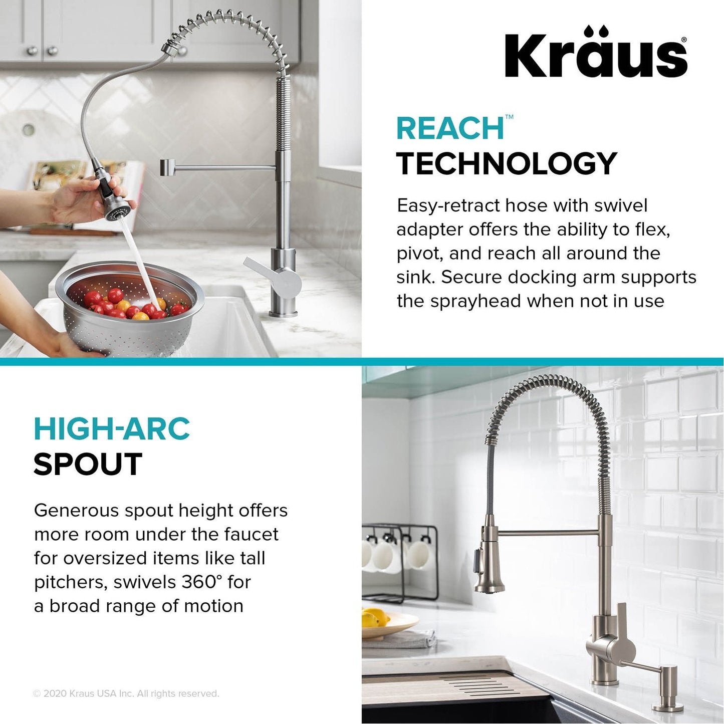 KRAUS Britt Commercial Style Pull-Down Single Handle Kitchen Faucet in Spot Free Antique Champagne Bronze - KPF-1691SFACB