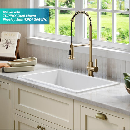 KRAUS Britt Commercial Style Pull-Down Single Handle Kitchen Faucet in Spot Free Antique Champagne Bronze - KPF-1691SFACB