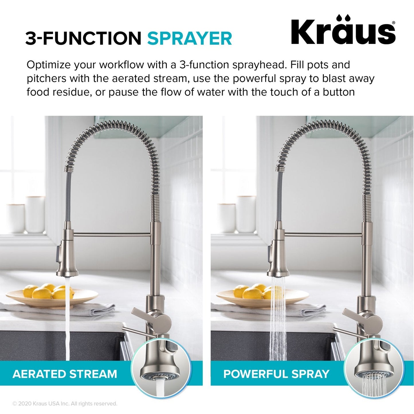 KRAUS Britt Commercial Style Pull-Down Single Handle Kitchen Faucet in Spot Free Antique Champagne Bronze - KPF-1691SFACB