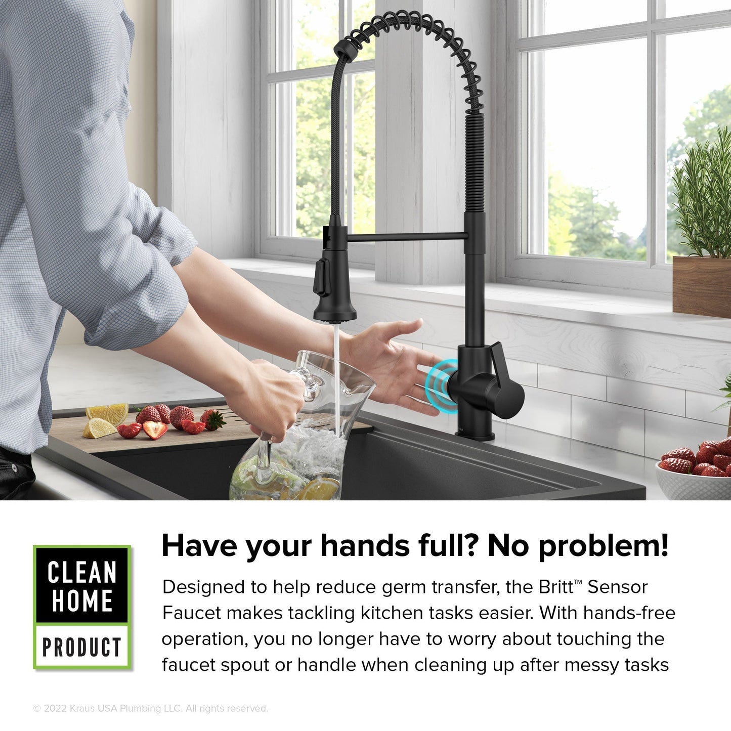 KRAUS Britt Touchless Pull-Down Single Handle Faucet in Matte Black