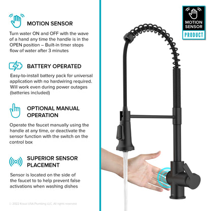 KRAUS Britt Touchless Pull-Down Single Handle Faucet in Matte Black