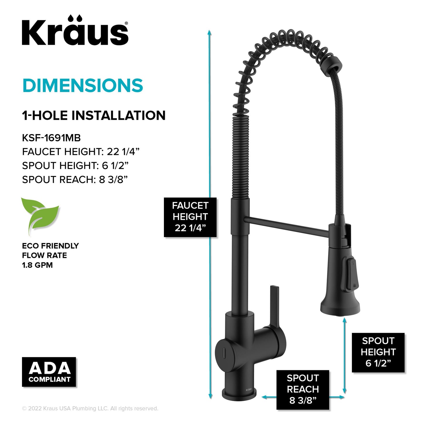 KRAUS Britt Touchless Pull-Down Single Handle Faucet in Matte Black
