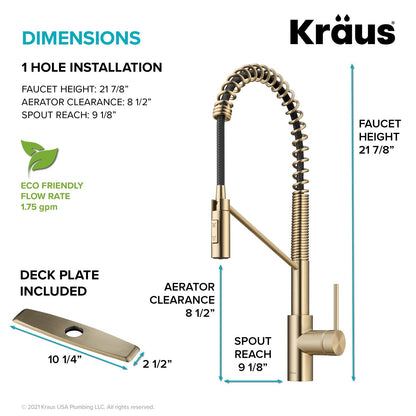 KRAUS Commercial Pull Down Kitchen Faucet in Spot Free Antique Champagne Bronze - KPF-2631SFACB