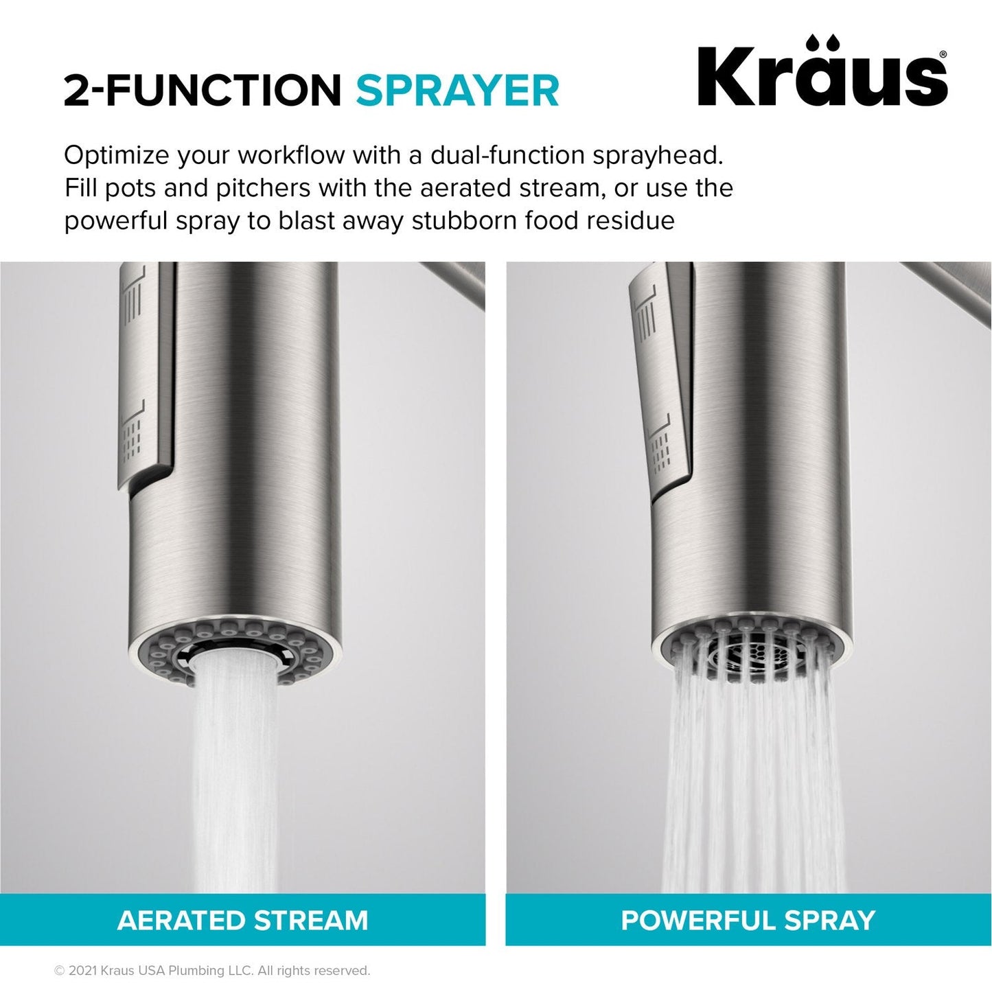 KRAUS Commercial Pull Down Kitchen Faucet in Spot Free Antique Champagne Bronze - KPF-2631SFACB