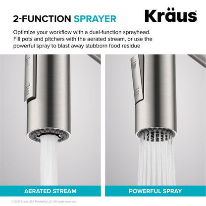 KRAUS Commercial Pull Down Kitchen Faucet in Spot Free Antique Champagne Bronze - KPF-2631SFACB