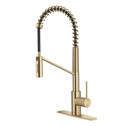 KRAUS Commercial Pull Down Kitchen Faucet in Spot Free Antique Champagne Bronze - KPF-2631SFACB
