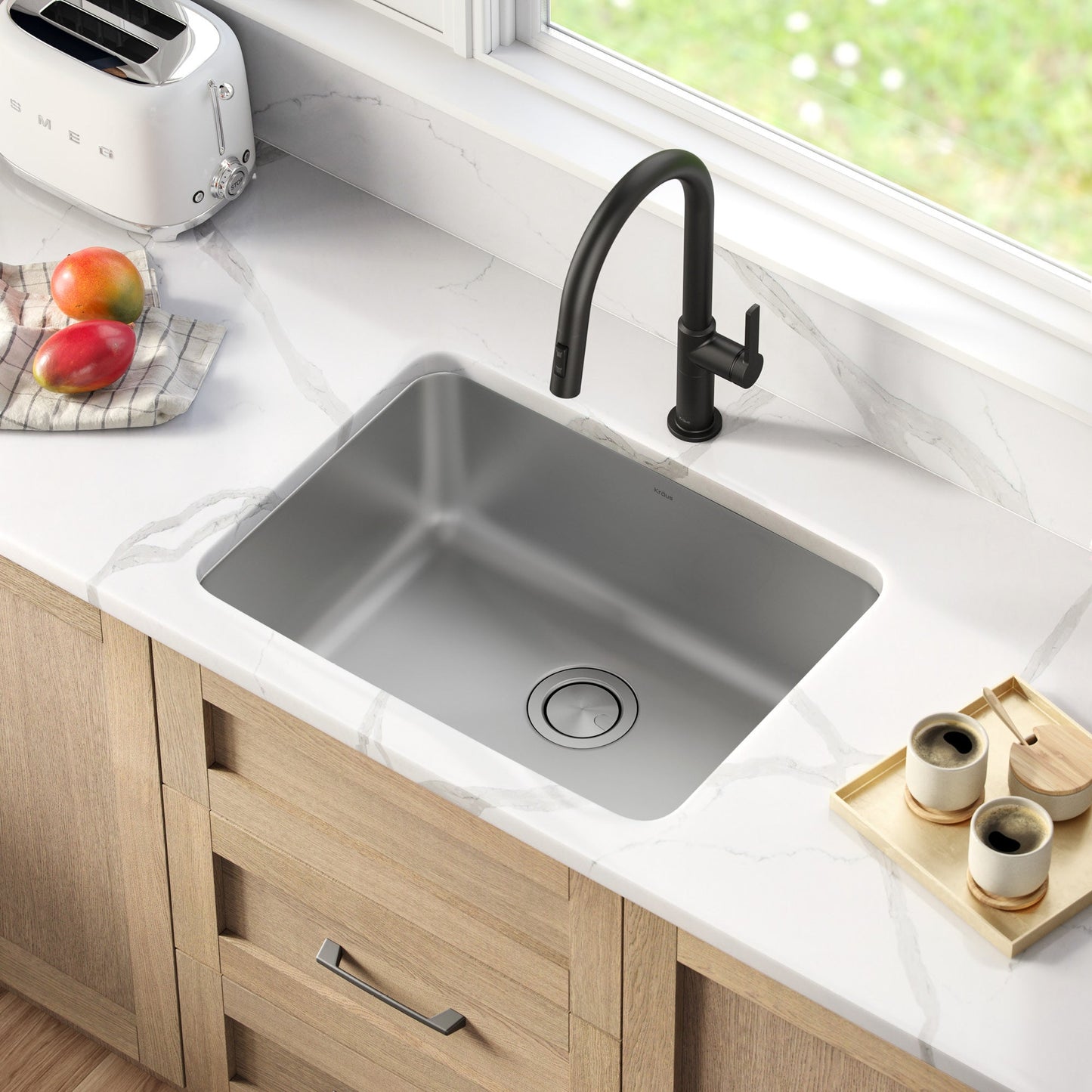 KRAUS Dex 25" Undermount 16 Gauge Stainless Steel Kitchen Sink - KA1US25B