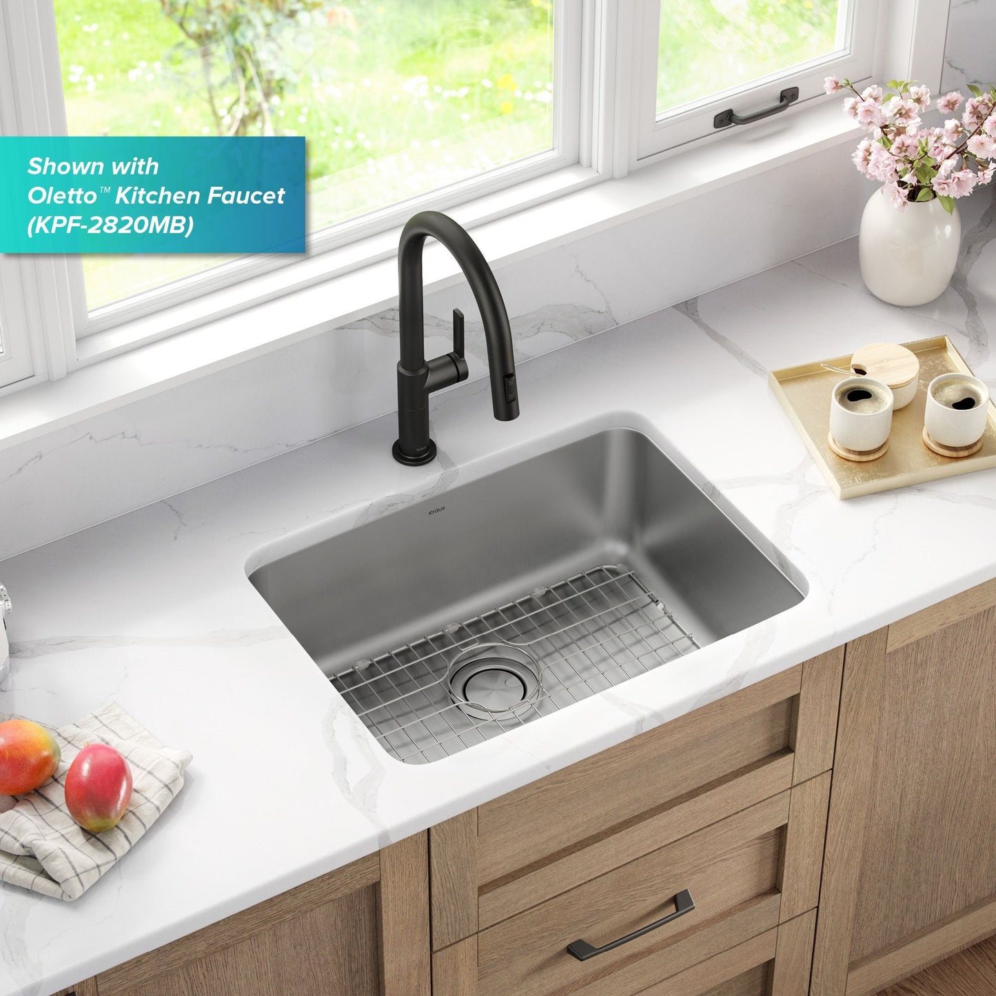 KRAUS Dex 25" Undermount 16 Gauge Stainless Steel Kitchen Sink - KA1US25B