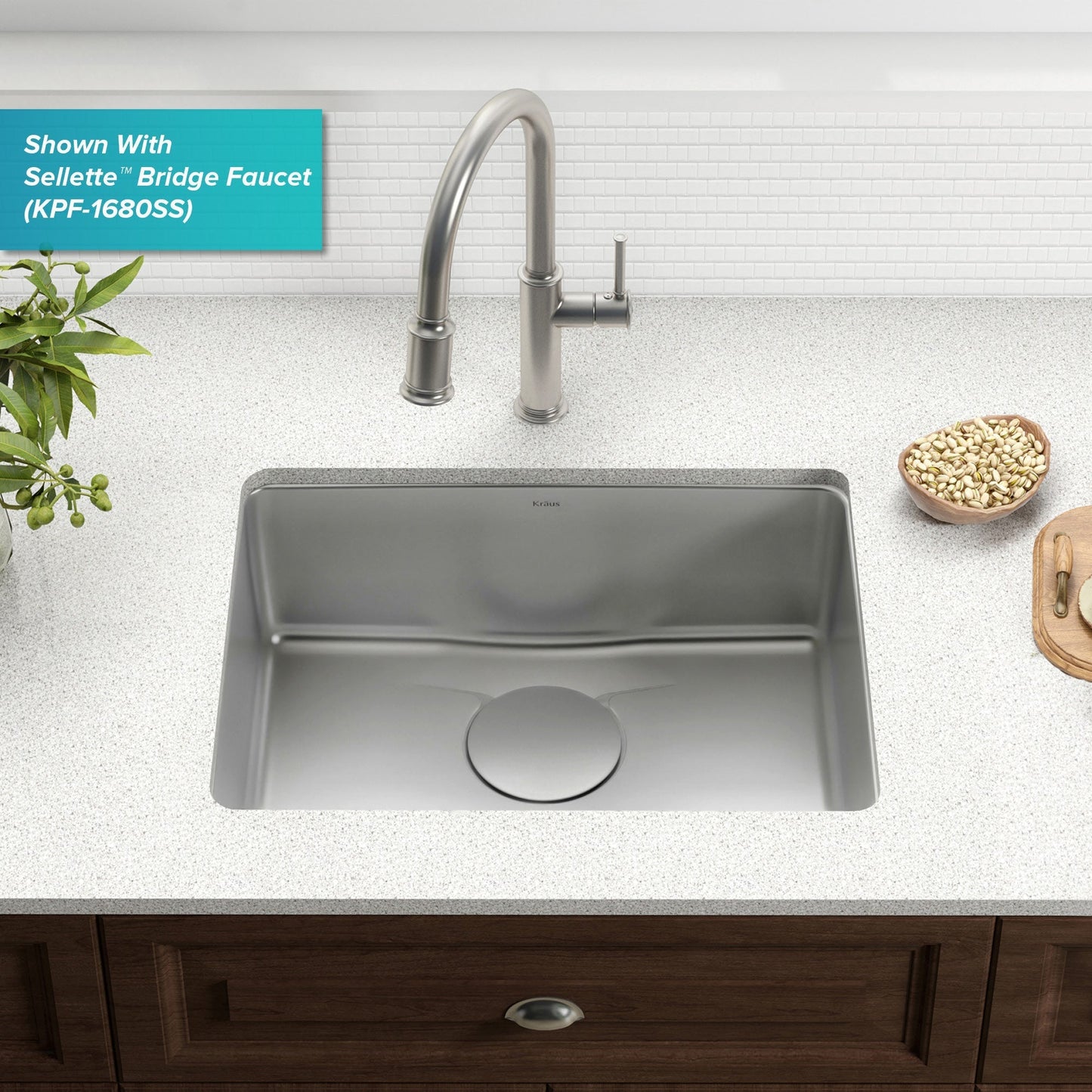 KRAUS Dex 25" Undermount 16 Gauge Stainless Steel Kitchen Sink with VersiDrain - KD1US25B