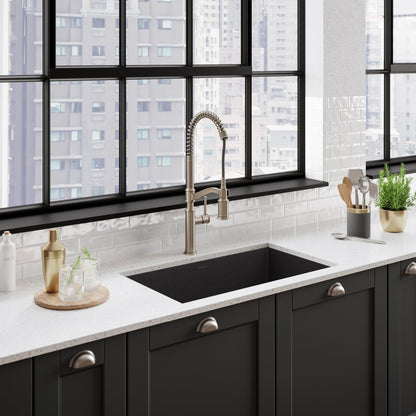 KRAUS Forteza 32" Undermount Single Bowl Granite Kitchen Sink in Black - KGU-55BLACK