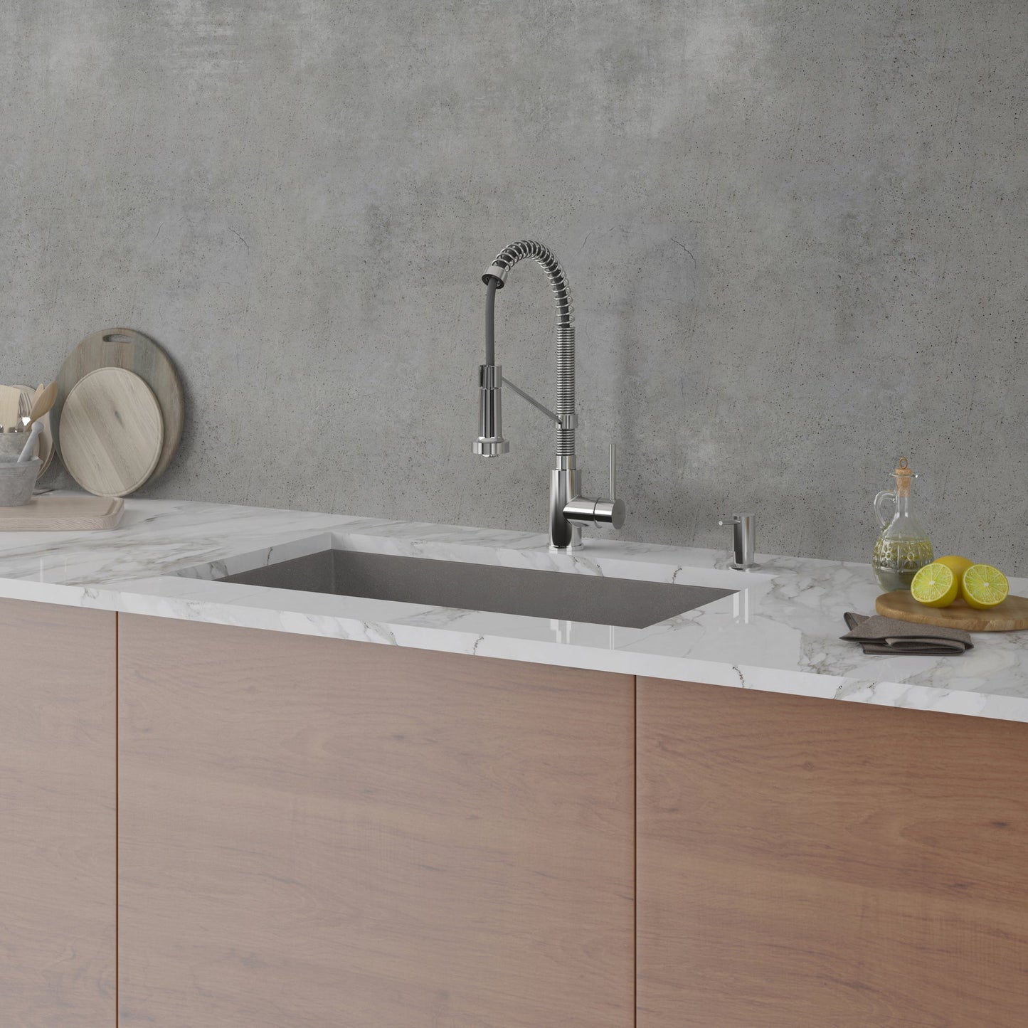 KRAUS Forteza 32" Undermount Single Bowl Granite Kitchen Sink in Grey - KGU-55GREY