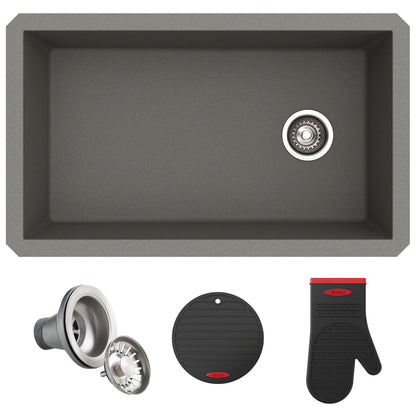 KRAUS Forteza 32" Undermount Single Bowl Granite Kitchen Sink in Grey - KGU-55GREY