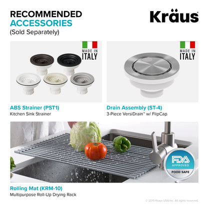 KRAUS Forteza 33" Dual Mount 60/40 Double Bowl Granite Kitchen Sink in Black - KGD-50BLACK