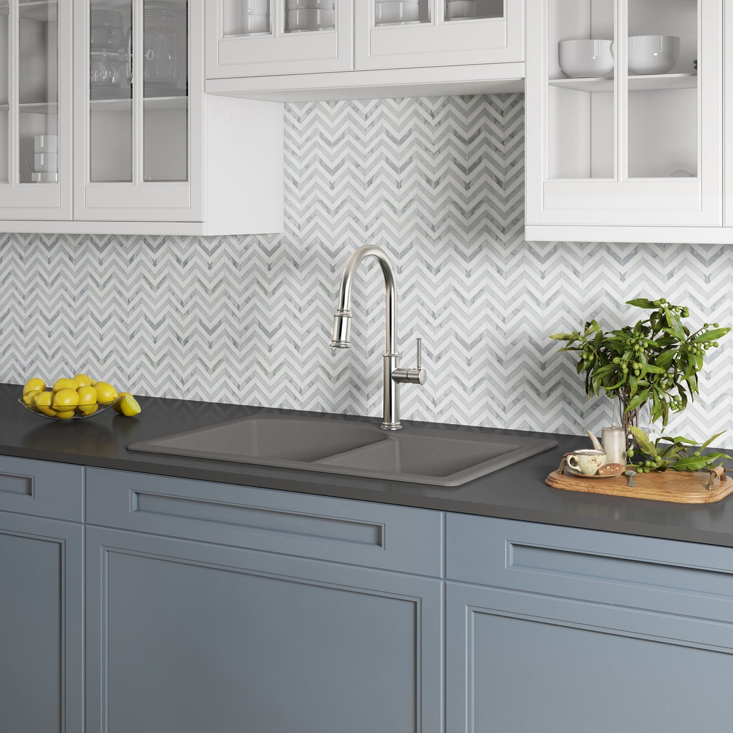 KRAUS Forteza 33" Dual Mount 60/40 Double Bowl Granite Kitchen Sink in Grey - KGD-50GREY