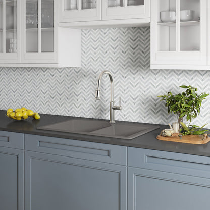 KRAUS Forteza 33" Dual Mount 60/40 Double Bowl Granite Kitchen Sink in Grey - KGD-50GREY