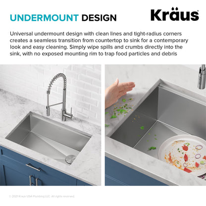 KRAUS Kore 21" Undermount Workstation 16 Gauge Stainless Steel Single Bowl Kitchen Sink with Accessories