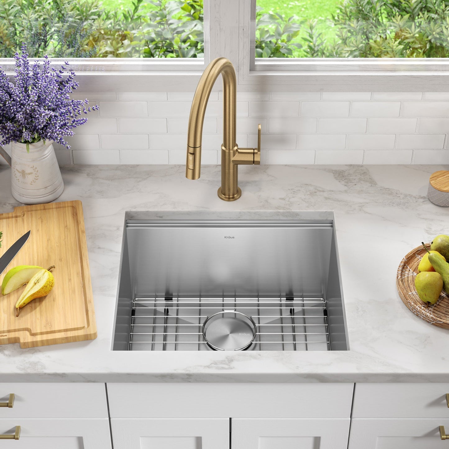 KRAUS Kore 21" Undermount Workstation 16 Gauge Stainless Steel Single Bowl Kitchen Sink with Accessories