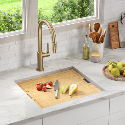 KRAUS Kore 21" Undermount Workstation 16 Gauge Stainless Steel Single Bowl Kitchen Sink with Accessories